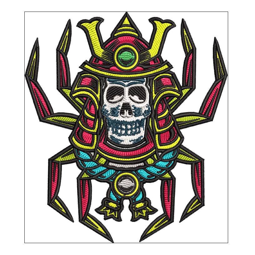 Stickdatei "Samurai skull" verschiedene Größen Bild 6