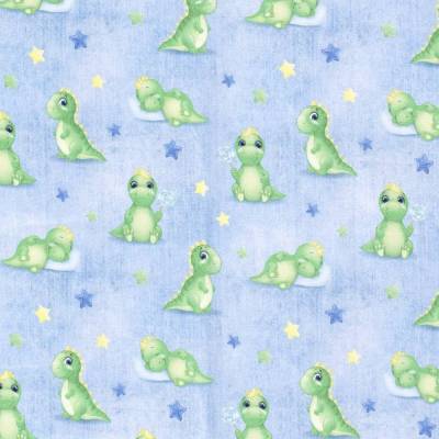 French Terry, Sweat  Sleepy Dino angeraut hellblau Oeko-Tex Standard 100(1m/18,-€)