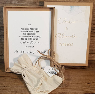 Personalisiertes Hochzeitgeschenk mit Namen und Datum, Geldgeschenk zur Hochzeit, Geschenkverpackung Brautpaar, Geschenk