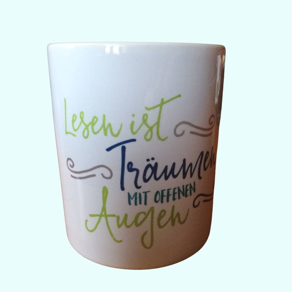 Tasse mit schönem Spruch für jeden Anlass, besonders für Leseratten