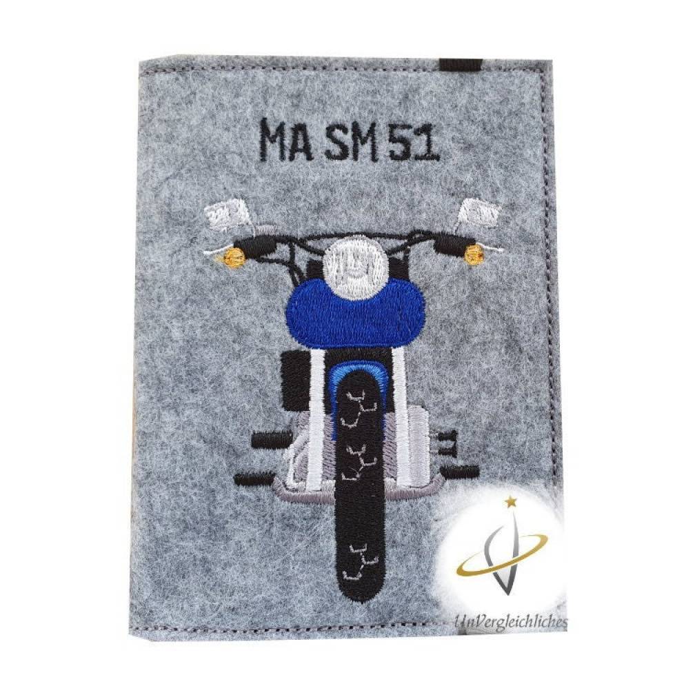 Etui KFZ Zulassungsbescheinigung Wunschkennzeichen Mappe Motorradpapiere KFZ-Unterlagen KFZ-Schein Filzmappe Motorrad Ke