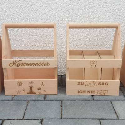 Bierträger Erle natur, Männerhandtasche, Geschenk, Biertrinker, Flaschenträger, Weintrinker, Küstenwasser, Weinbuddy