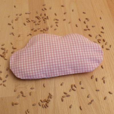 Kleines Wärmekissen Wolke rosa kariert, mit Inlett, 19 x 10 cm, Biobaumwolle, Handarbeit