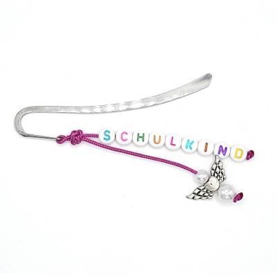 Lesezeichen Schulkind, Sofortkauf,  mit Engel und Text "Schulkind", aus Paracord, Sofortkauf