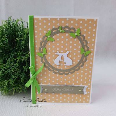 Osterkarte - Grußkarte Apricot-Grün