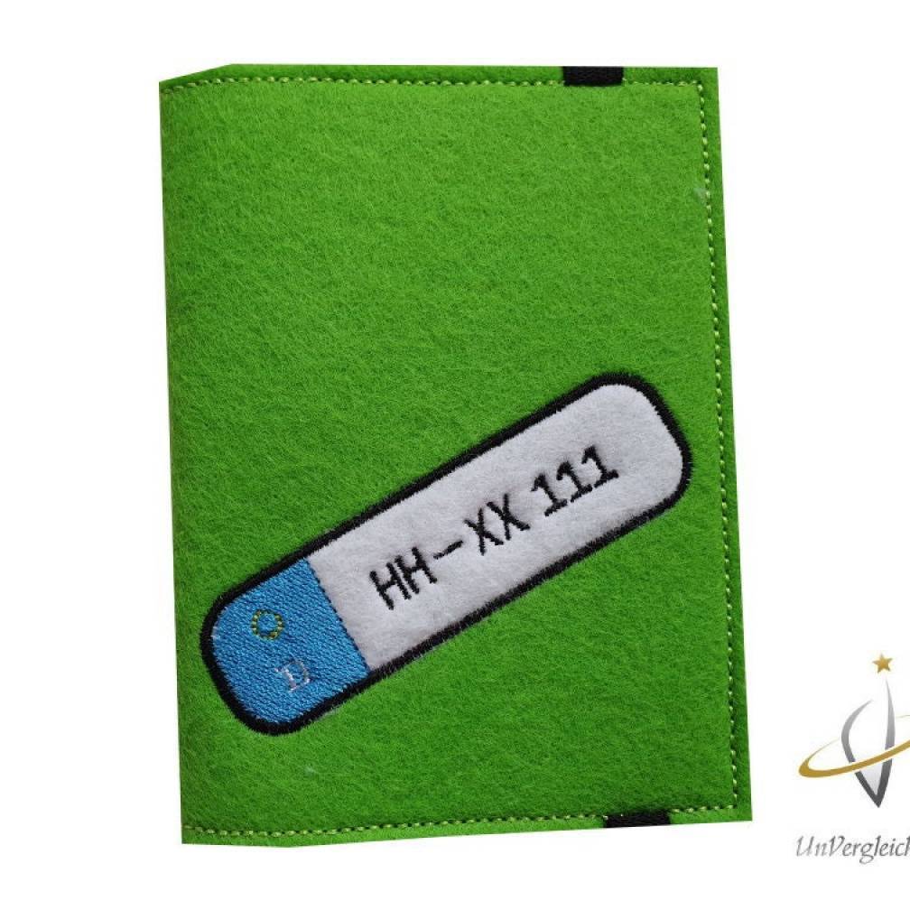 Etui KFZ Zulassungsbescheinigung Wunschkennzeichen Mappe Autopapiere KFZ-Unterlagen KFZ-Schein Filzmappe Papiere Auto Ke