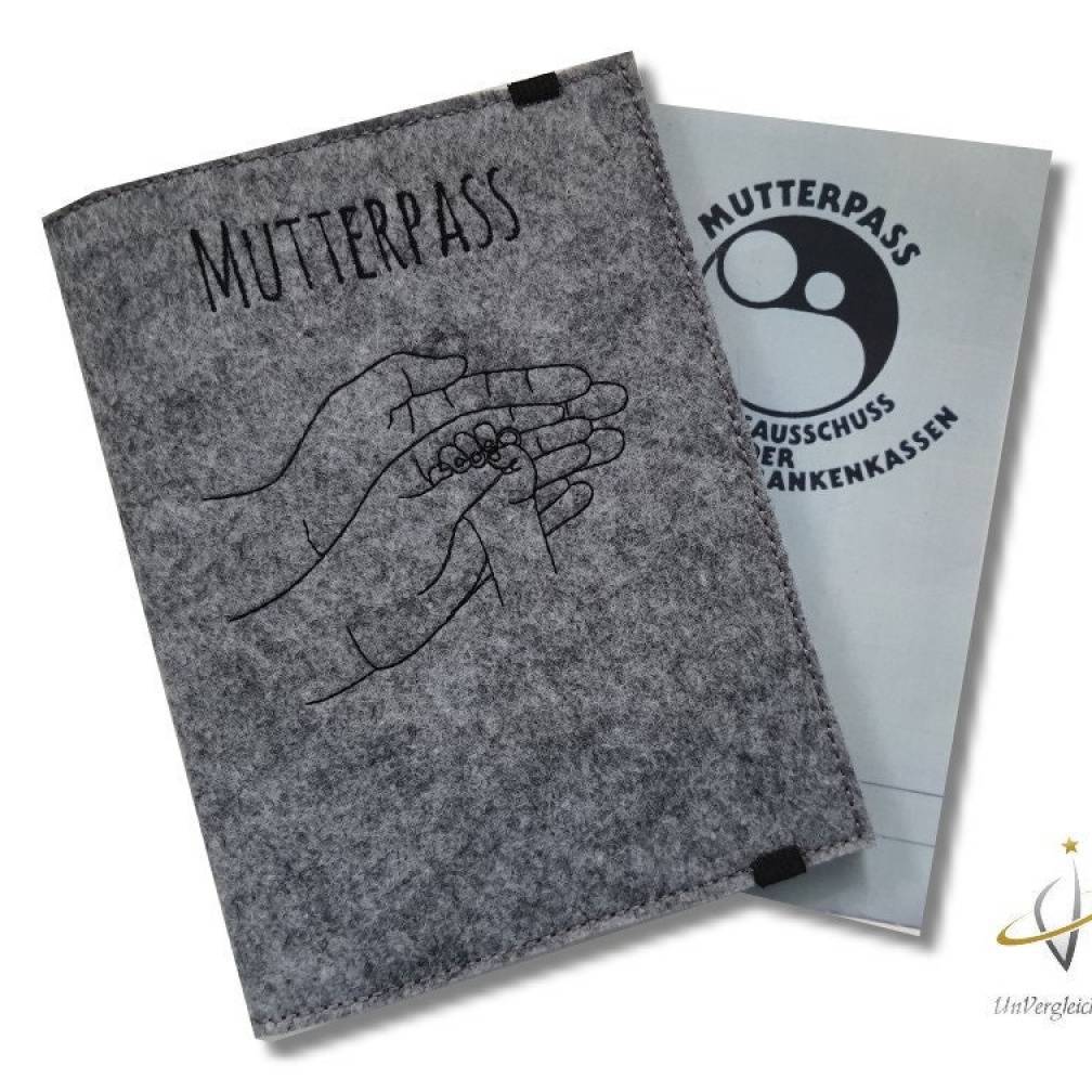 Hülle für den Mutterpass personalisierbar Mutterpasshülle OneLine LineArt Hände