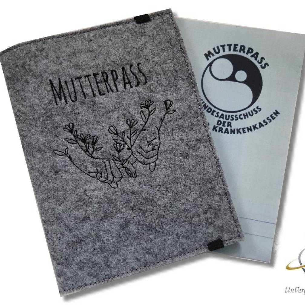 Hülle für den Mutterpass personalisierbar Mutterpasshülle OneLine LineArt Hände