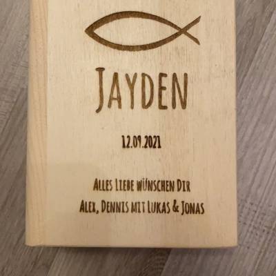 personalisierte Spardose/Sparbuch/Sparschwein aus Holz zur Geburt, Kommunion, Konfirmation usw...