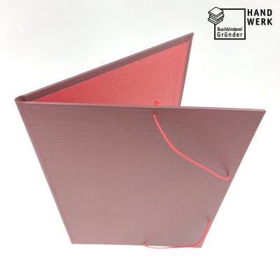 Mappe DIN A4, dunkelrot hellrot, Eckspannermappe, Sammelmappe, handgefertigt