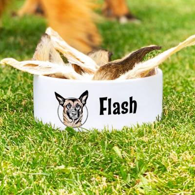 Keramik Futternapf MALINOIS, Hundenapf mit Name