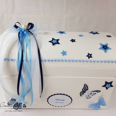 Erinnerungsbox Truhe STERNENKIND blau