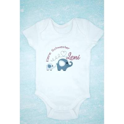 Body Geschenk für Babys personalisiert mit Name kleine Schwester viele Farben
