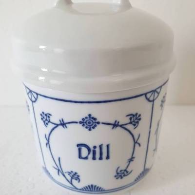 Vintage, Gewürzbehälter, Gewürzdosen Porzellan Indisch Blau Strohblumen Jäger Eisenberg DDR