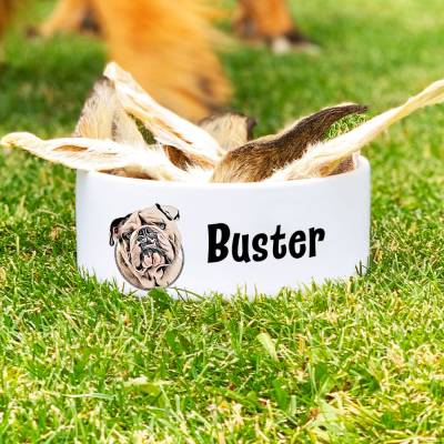 Keramik Futternapf ENGLISCHE BULLDOGGE, Hundenapf mit Name