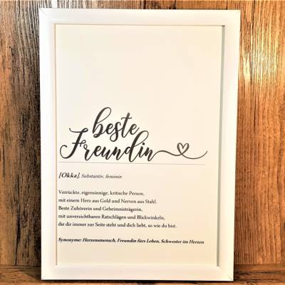 Definition beste Freundin personalisiert - Geschenk zum Geburtstag - Schwestern im Herzen - Poster beste Freundin - Deko