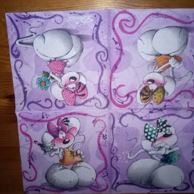 1 Serviette - Diddl 4 Motive - zum Basteln