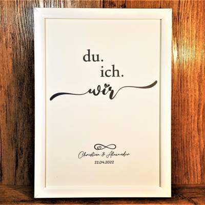 Poster du ich wir personalisiert - Geschenk für Liebespaare - Liebesposter Valentinstag - Hochzeitsgeschenk Paar - Ehe