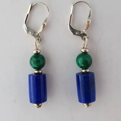 Lapislazuli-Malachit-Silber-Ohrhänger