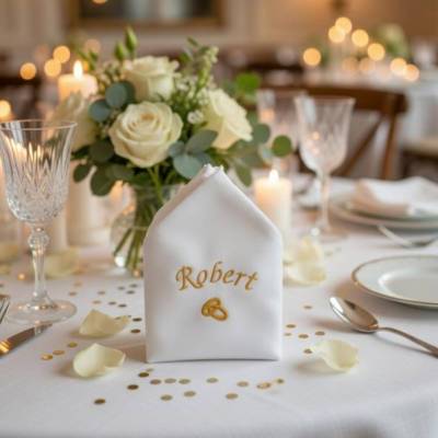 Baumwolle Stoffservietten mit Motiv Ehering und Name