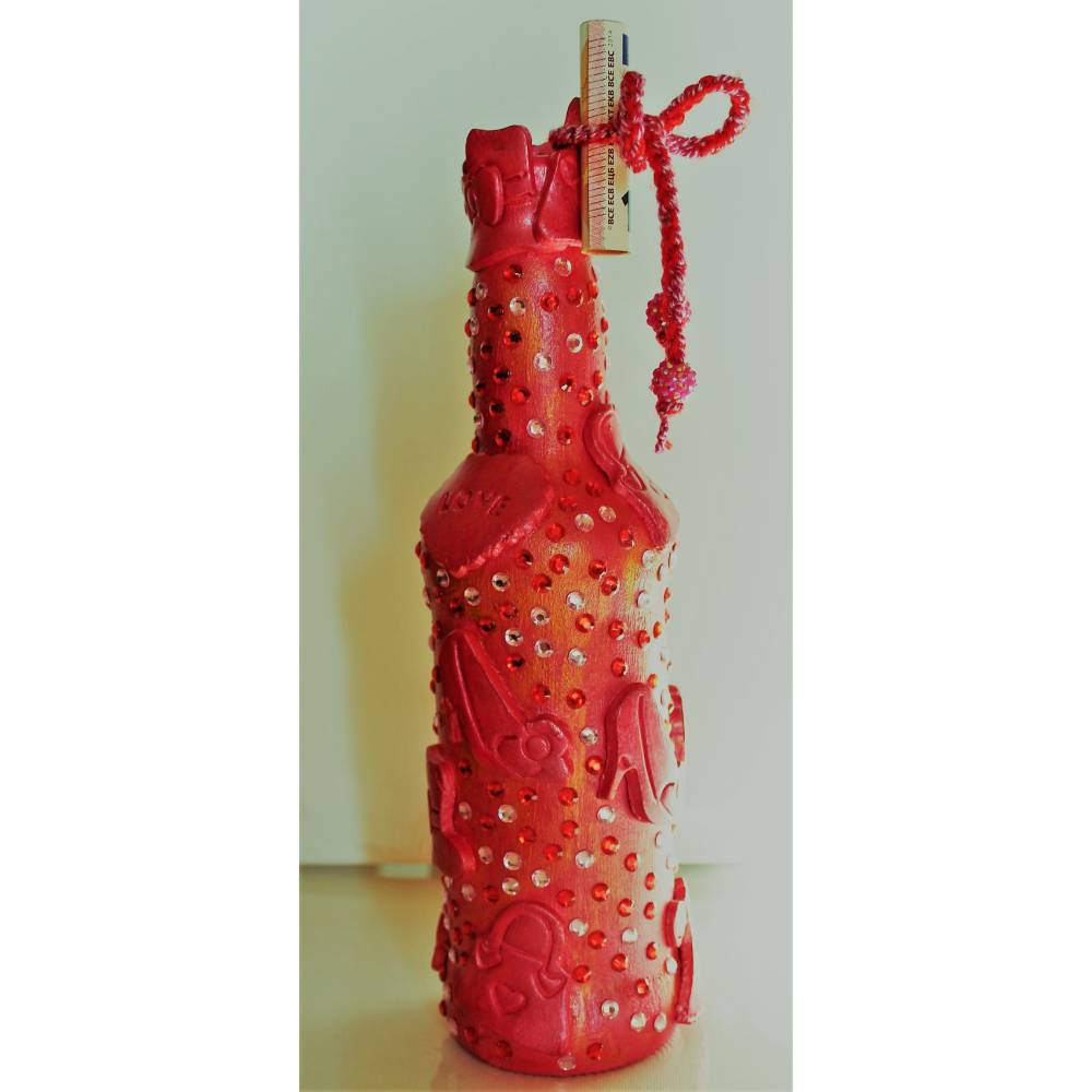 Dekoflasche Geldgeschenk MODE Upcycling Flasche Geschenk Frauengeschenk zu Muttertag Geburtstag Valentinstag