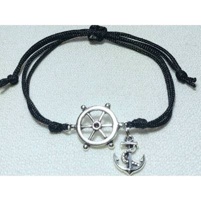 Armband mit Steuerrad und Ankeranhänger