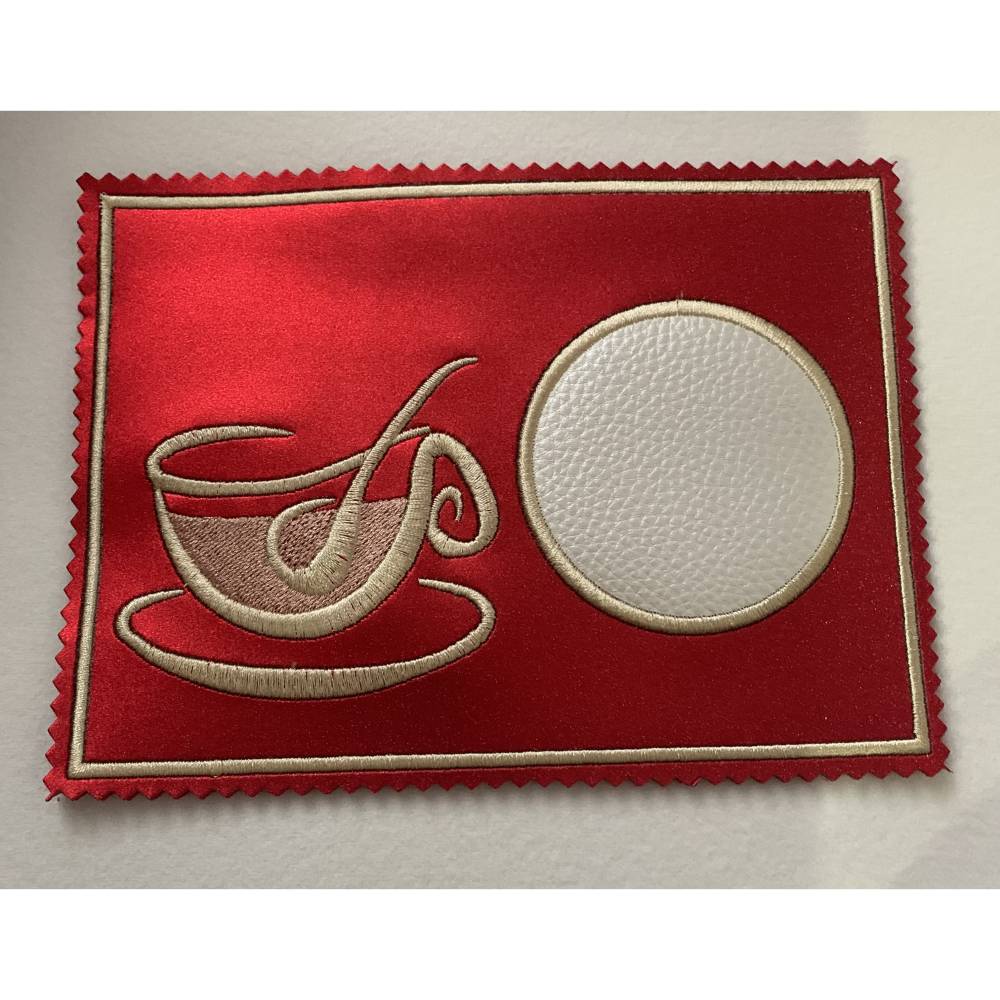 Stickdatei Mug Rug Untersetzer Kaffee, Tee Kakao  Maschinenstickerei Set 133a Bild 5