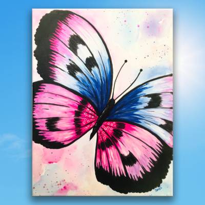 Schmetterling Butterfly handgemalt - Einzelstück, 40x30cm