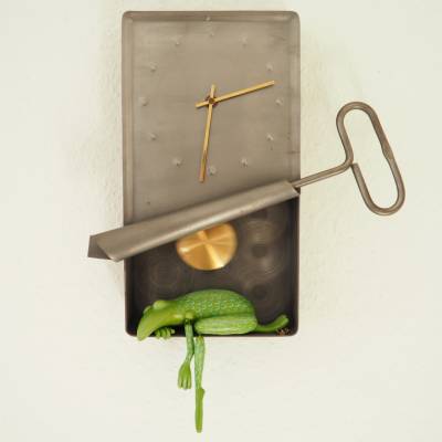 Ölsardinenfrosch Uhr, Frosch, Pendeluhr, Fischkonserve als Uhr, lustige Uhr, Frosch Uhr, Konservendose, Küchenuhr