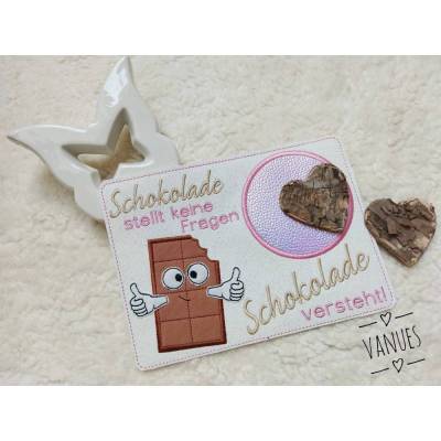 Schokolade stellt keine Fragen Mugrug Set ITH Stickdatei NadelSprünge