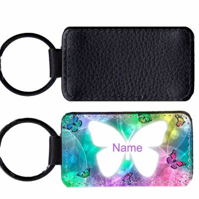 Kunstleder Schlüsselanhänger Name/ Schmetterlinge / personalisierbar