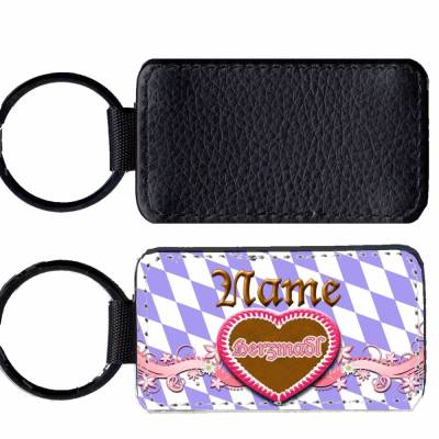 Kunstleder Schlüsselanhänger mit Name/ Herzmadl / personalisierbar / Bayern