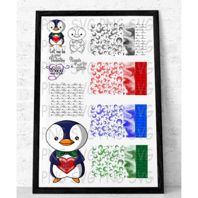 Plotterdatei und DigiStamp "Pinguin in Love" ,SVG, DXF, PNG, inkl. Digipapier