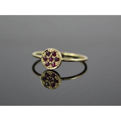 Feiner 585er Goldring "Pave O" Rubine