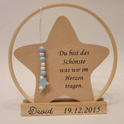  Geschenk für Sternenkind, Ring mit Stern mit Spruch und Namen, Erinnerung an Sternenkind, Geschenk für Sterneneltern