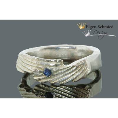 Goldschmiedering Engelsflügel "Angelwings" in 925er Sterling Silber, Silberring Schutzengel