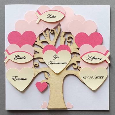 Geldgeschenk zur Kommunion, Karte zur Kommunion Mädchen,Geschenk Kommunion Mädchen, Klappkarte, personalisiert