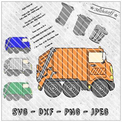 Plotterdatei - Abfall - Müllabfuhr - Mülleimer - SVG - DXF - Datei