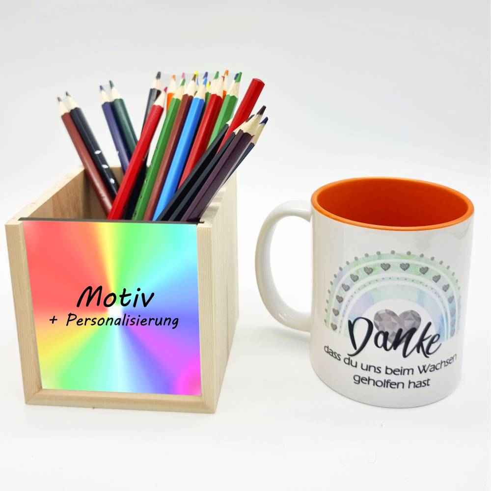 Fahrzeuge Holz Stiftebox personalisiert z. B. Name Schriftartwahl | 10x10x10cm | Stiftehalter | Schreibtischorganizer Bild 4