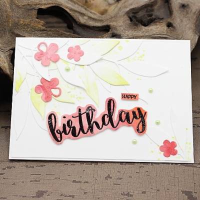 Handgefertigte Geburtstagskarte mit Aquarellblüten und 3D-Optik – Unikat zum Geburtstag