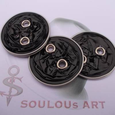 Knopf   3 x Knöpfe 2-Loch  schwarz Nespresso - Kapsel Schmuck upcycling