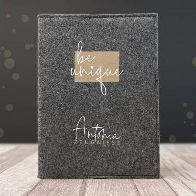 Zeugnismappe aus Filz *be unique* | personalisiert mit Namen und Farbe
