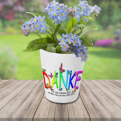 Blumentopf "DANKE" für alles mit Name(n)  und Text nach Angabe / personalisierbar