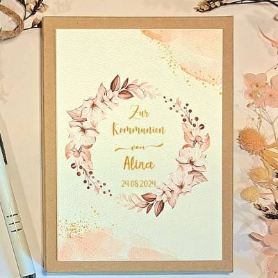Personalisierte Geschenkbox zur Erstkommunion | Geldgeschenk für Mädchen | Kommunion Geschenk mit Namen