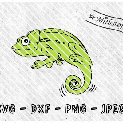 Plotterdatei - wildnis - Chamäleon - Eidechse - SVG - DXF - Datei - Mithstoff
