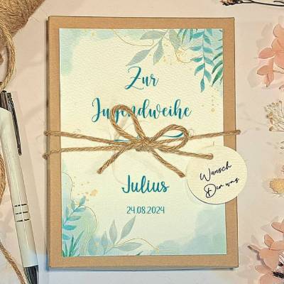 Geschenkschachtel Jugendweihe personalisiert – Geldgeschenk & Glückwunschkarte – Geschenkbox Mädchen & Jungen