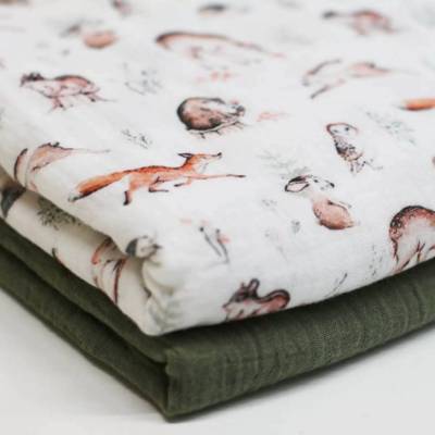50cm Musselin Waldfreunde Stoff Baumwolle Double Gauze Krinkelmusselin