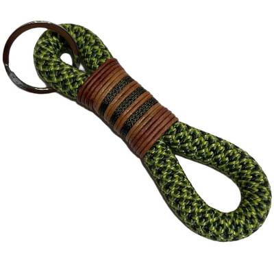 Schlüsselanhänger, Kletterseil, dunkelgrün, grün, mit Leder von AlsterStruppi