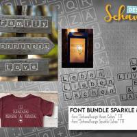 Schriftart Set 2 TTF Font Buchstabenwürfel mit Herz und mit Stern moderne Schriftart im Kreuzworträtsel Design Plottbar