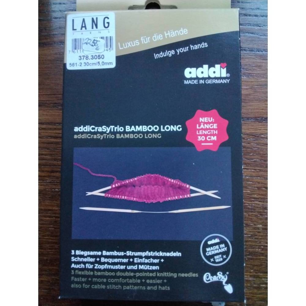 LangYarns/Addi CraSYTrio Bamboo Long, Strumpfstricknadeln/Nadelspiel aus  Bambus, Strke 5mm, Lnge 30cm